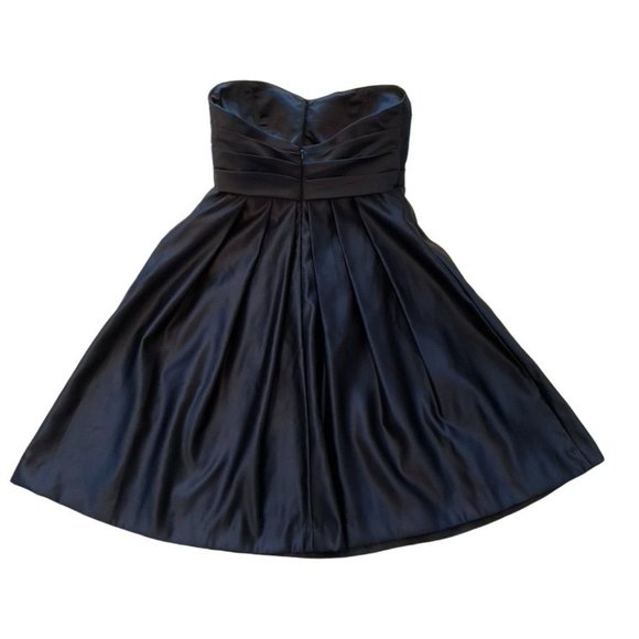 Bill Levkoff Navy Blue Satin Cocktail Bridesmaid Dress Size 8 EUC - Picture 3 of 10